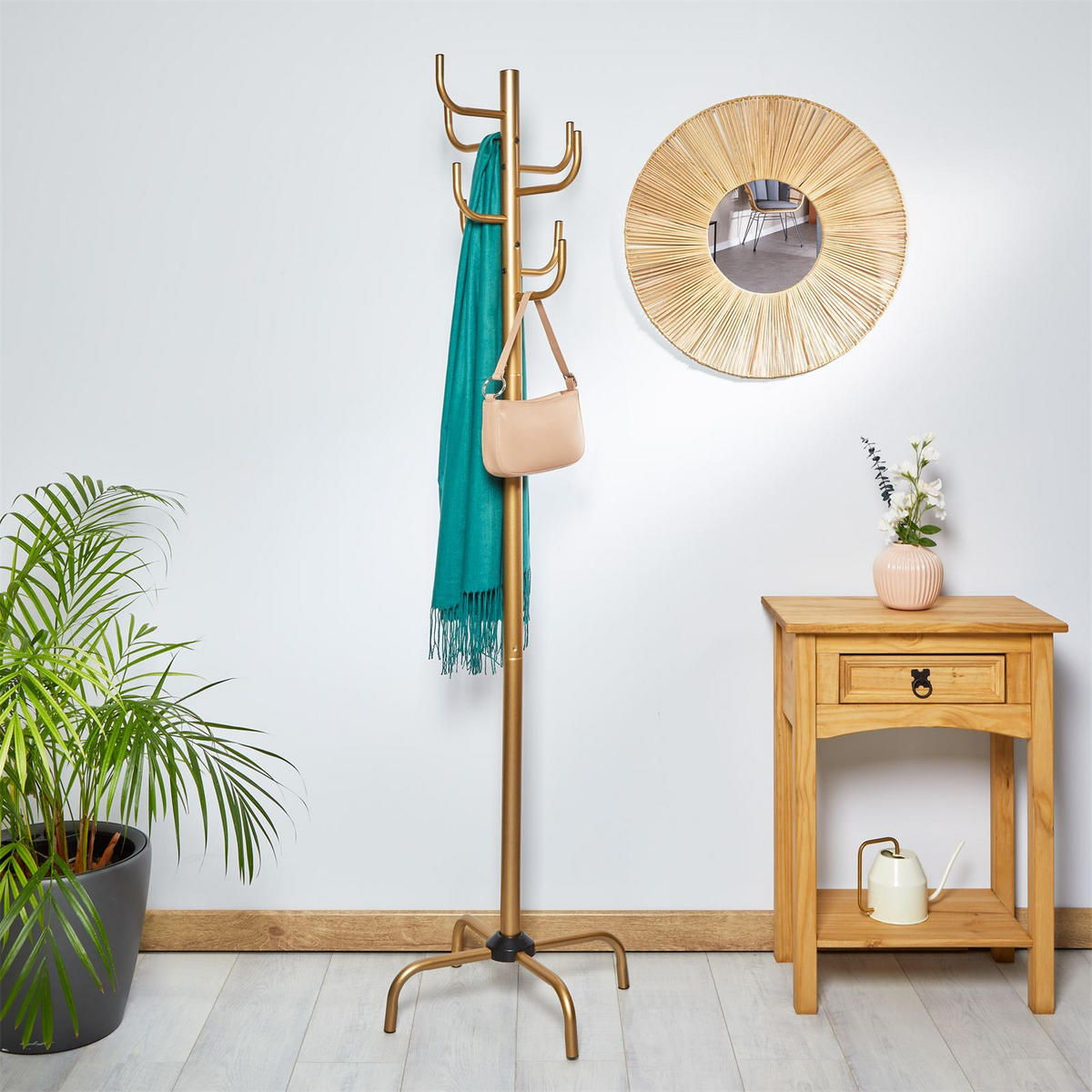 KLEIDERSTÄNDER KAKTUS gold - Goldfarben, Metall (49/177/49cm) - IDIMEX