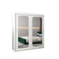 SCHWEBETÜRENSCHRANK 200/180/62 2-türig - Silberfarben/Weiß, Holz/Kunststoff (180/200/62cm) - MÖBEL KRYSPOL