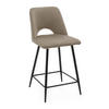 BARHOCKER ORO gepolsterter mit Steppung - dunkelbeige - Samt Velour - Schwarz/Braun, Textil/Metall (48/94/55cm) - NEW HOME