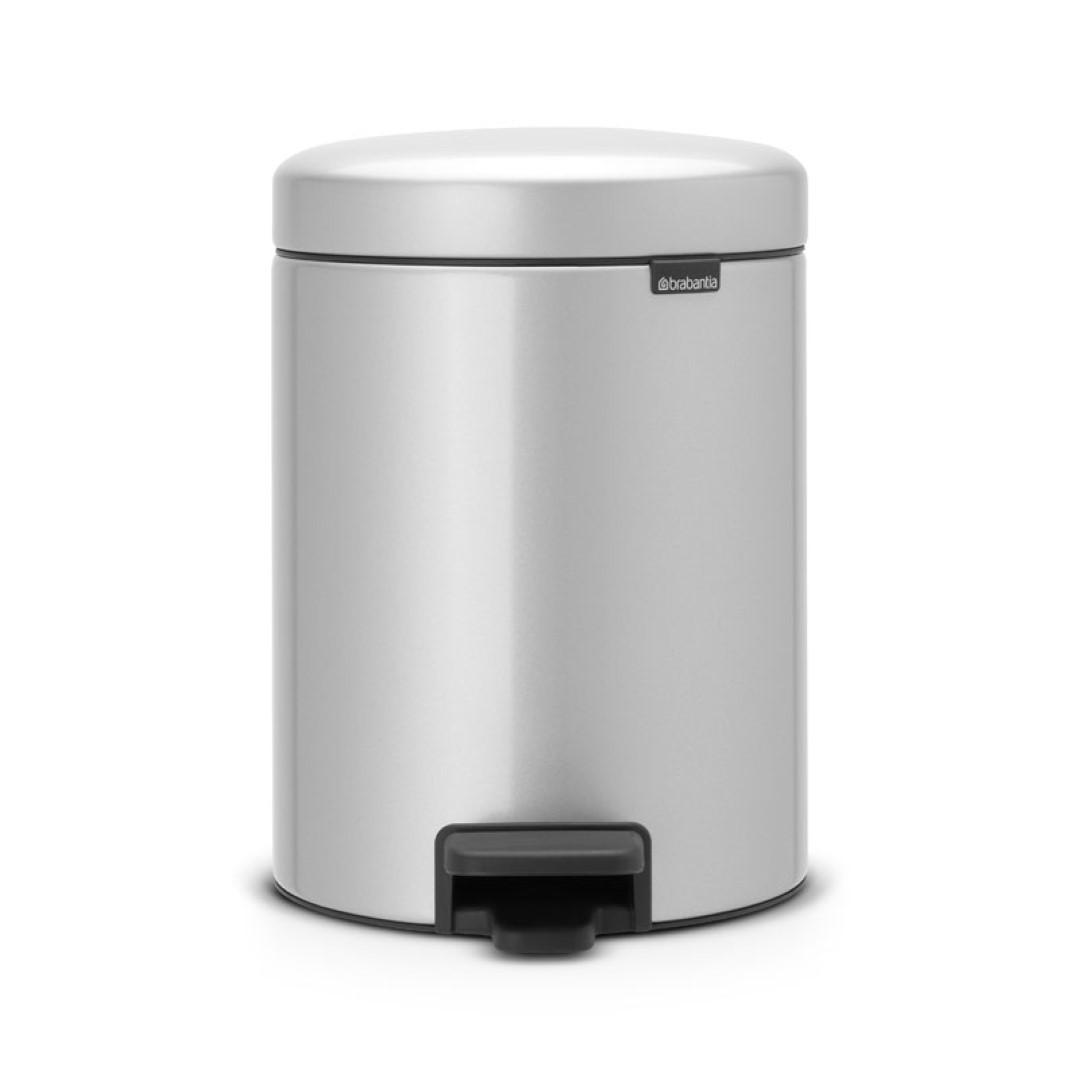 MÜLLEIMER klassisch Mit Soft Verschluss 5 Liter 30,2 x 26,3 x 21,7 cm Metall Metallik Grau - Grau, Metall (26.3/30.2/21.7cm) - PROREGAL