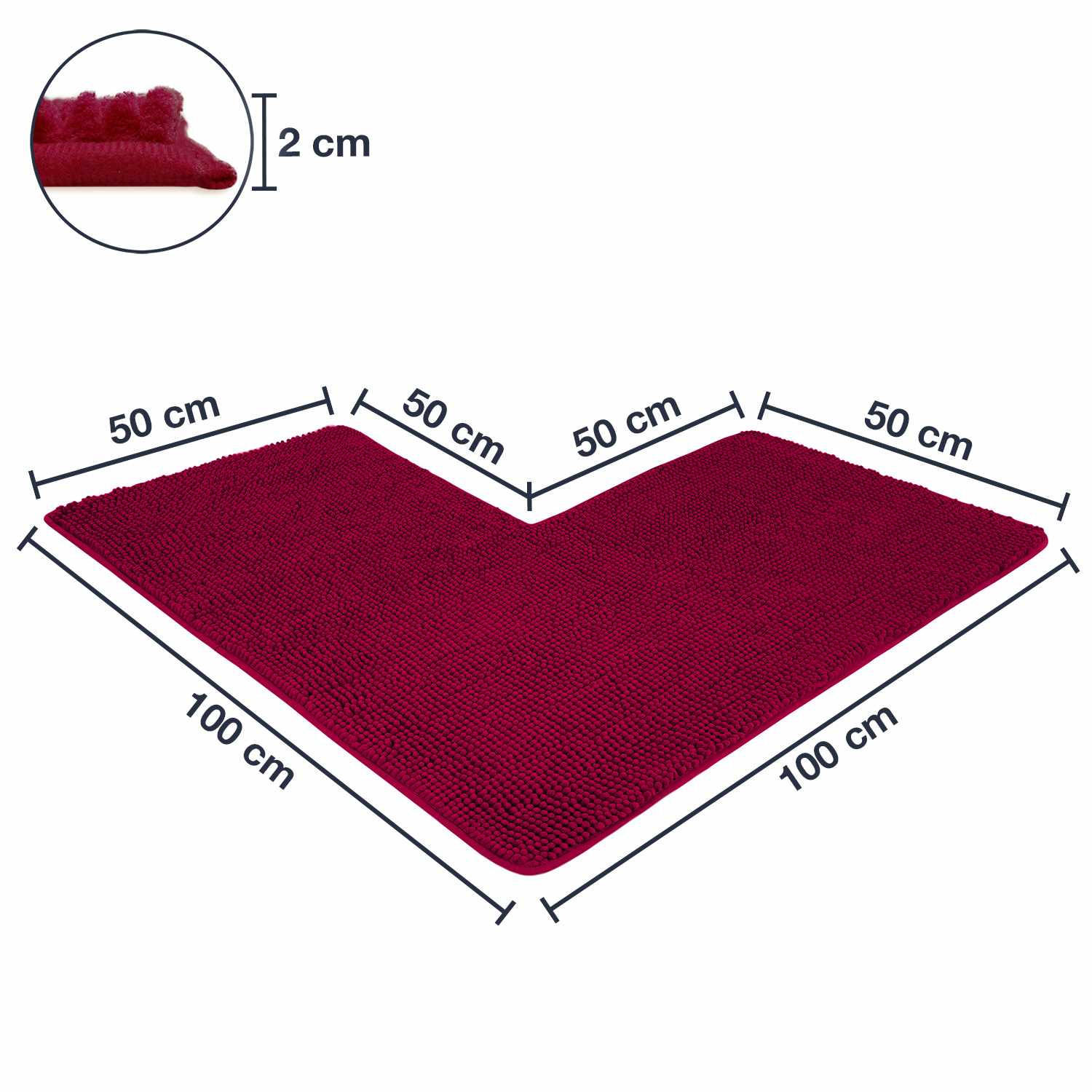 ECKBADEMATTE PARIS - Beere, Textil (100/100cm) - WohnDirect