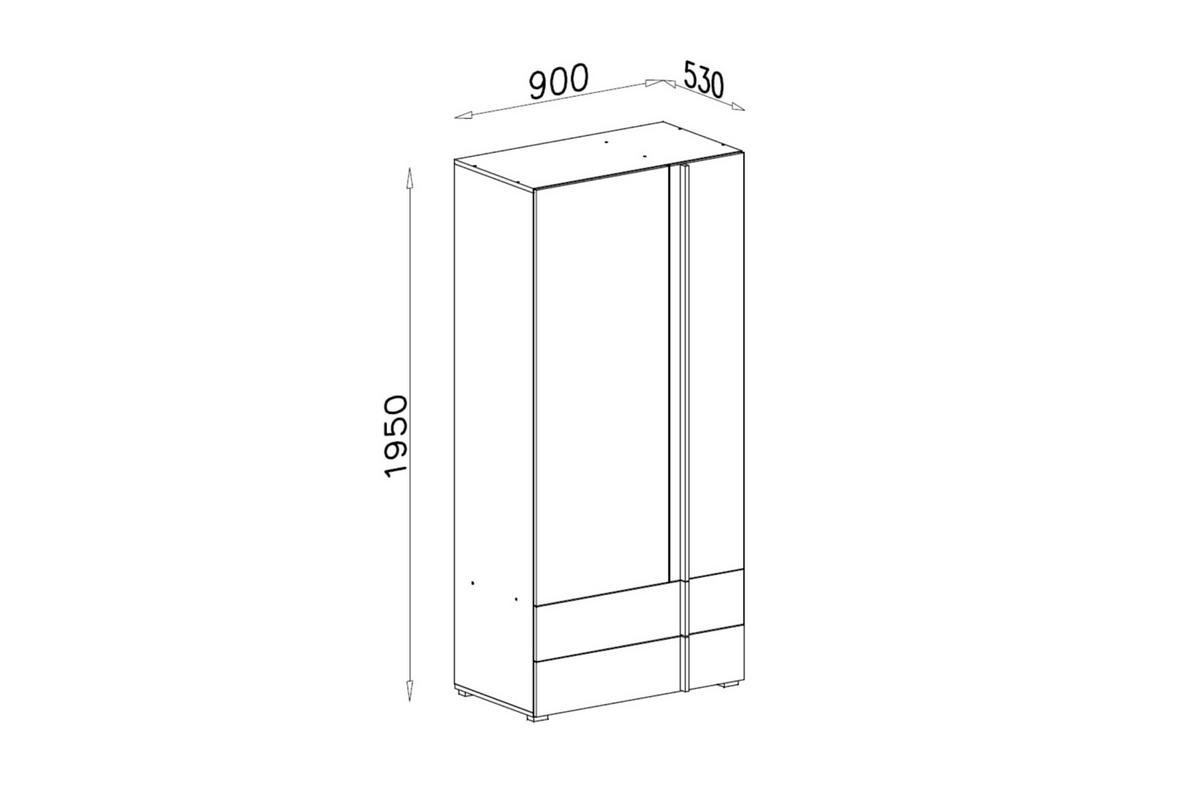 KINDERKLEIDERSCHRANK REMI 02 90 cm breit in Eichenweiß / Weiß Matt / Anthrazit - Eichefarben/Anthrazit, Holzwerkstoff (90/195/50cm) - Deine Möbel 24