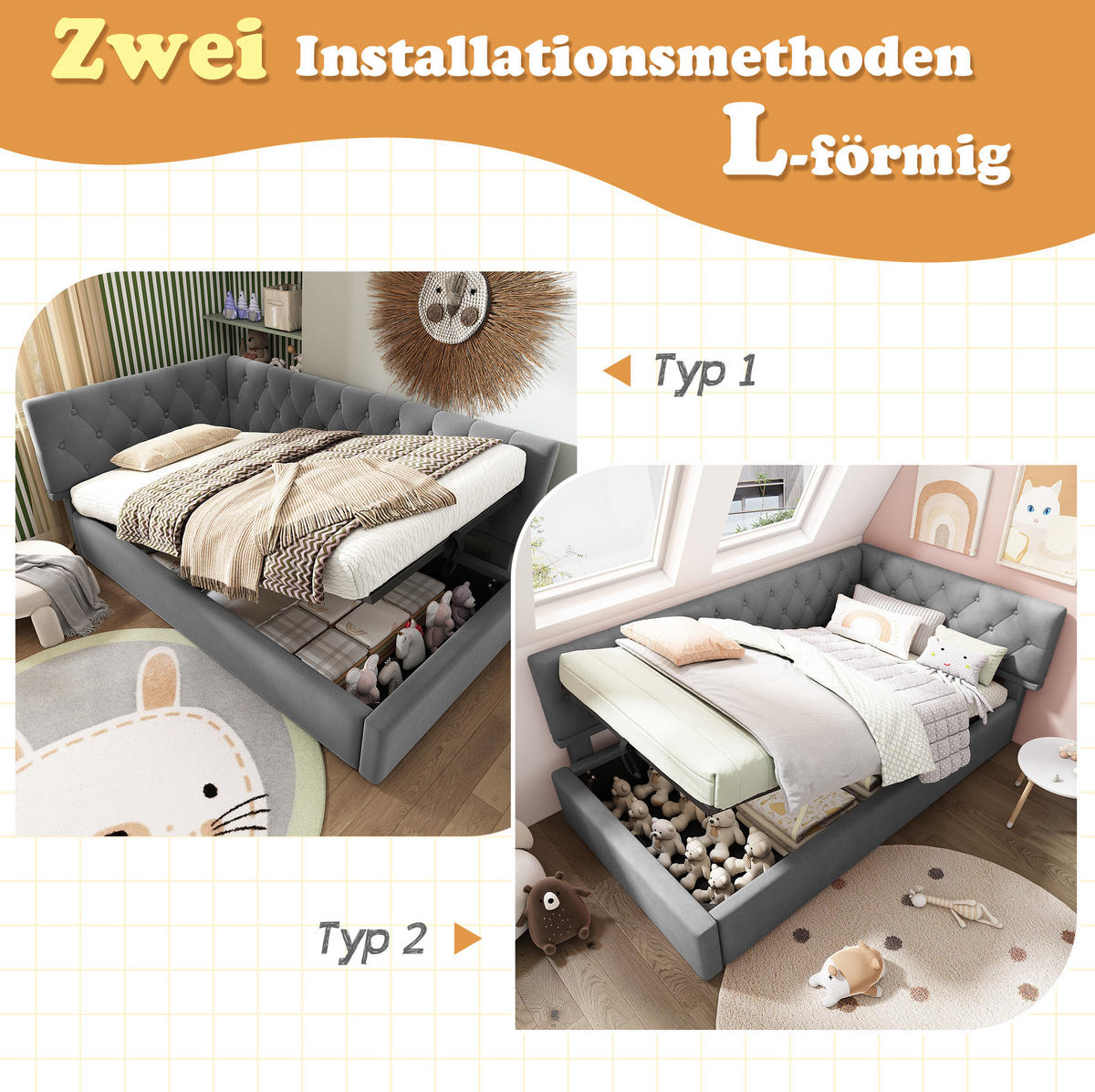 ČALÚNENÁ posteľ 90/190 cm sivá s hydraulickým úložným priestorom zo zamatu - sivá, textil (90/190cm) - OKWISH