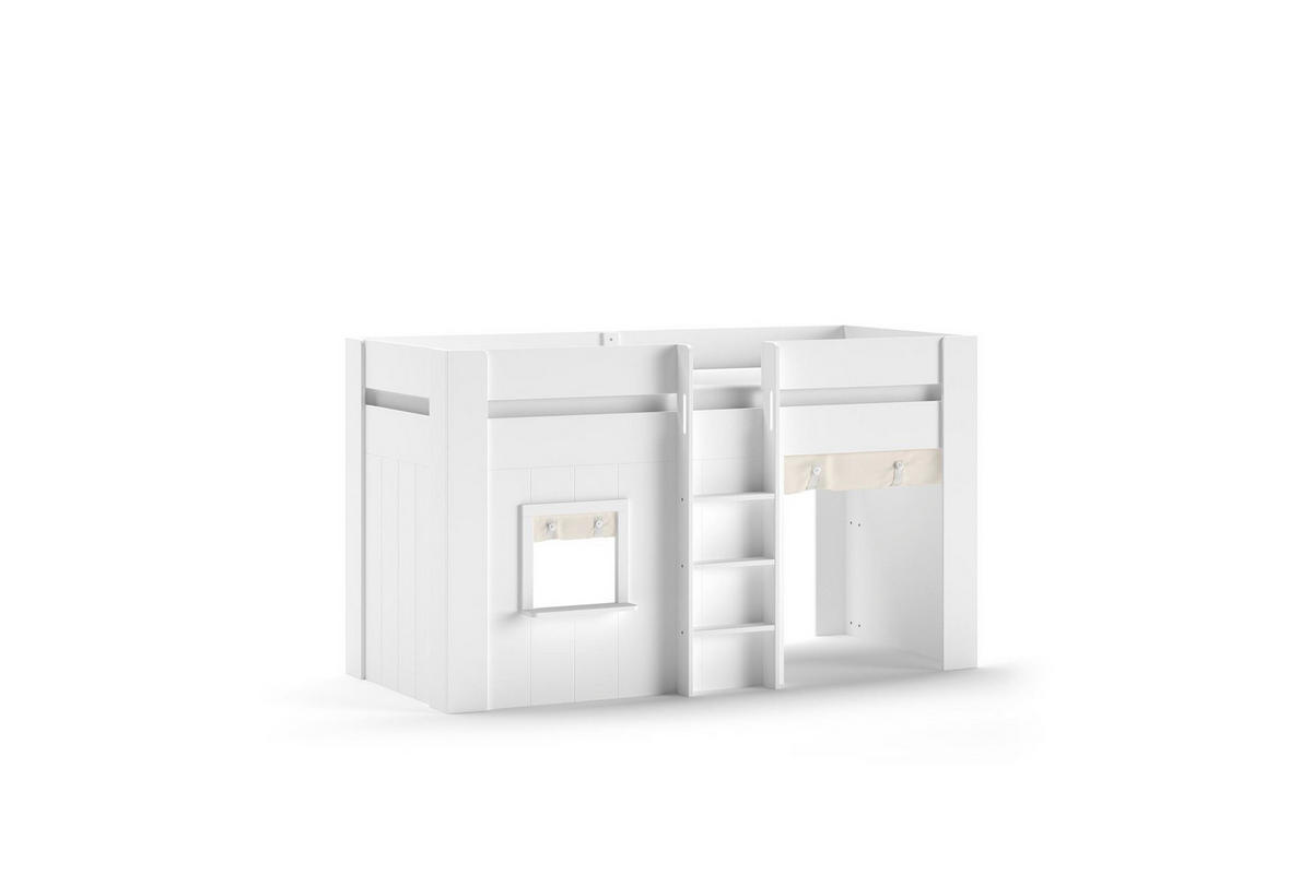 HOCHBETT Karrie 206x120x105 aus MDF in Weiß mit Stoffset - Weiß, Holzwerkstoff (90/200cm) - 58aufmkessel