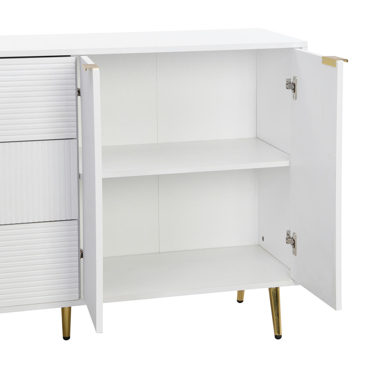 KOMMODE aus MDF 120x38x80,5cm in Weiß mit 3 Schubladen - Weiß, Holzwerkstoff (120/80.5/38cm) - Modfu