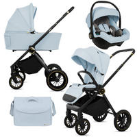 KINDERWAGEN Rosso 3in1 Blau Babywanne, Buggy Sportsitz, Babyschale I-Size - Blau/Schwarz, Textil/Metall (58/99cm) - BabyLux