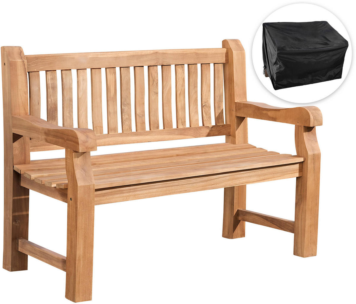 TEAKBANK Holzbank 120 cm mit Abdeckhaube Teak - Braun, Holz (120/93/61cm) - TPFGarden