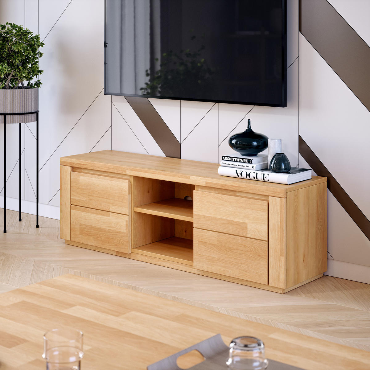 LOWBOARD Viborg - Buchefarben, Holz (37/47/140cm) - kiki design