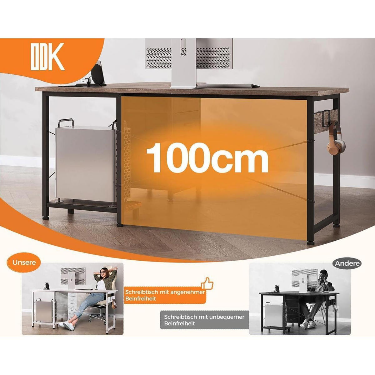 ECKSCHREIBTISCH mit Steckdose und USB 135 x 100 cm Graue Eiche - Grau, Holzwerkstoff (100/135/75.7cm)