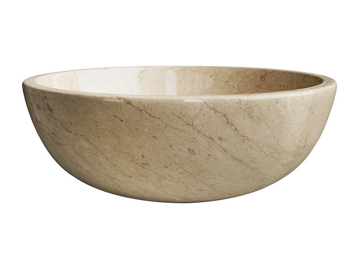 AUFSATZWASCHBECKEN aus Marmor - Cremefarben - 40 cm - LAVINO - Creme, Stein (40/15/40cm) - Vente-Unique