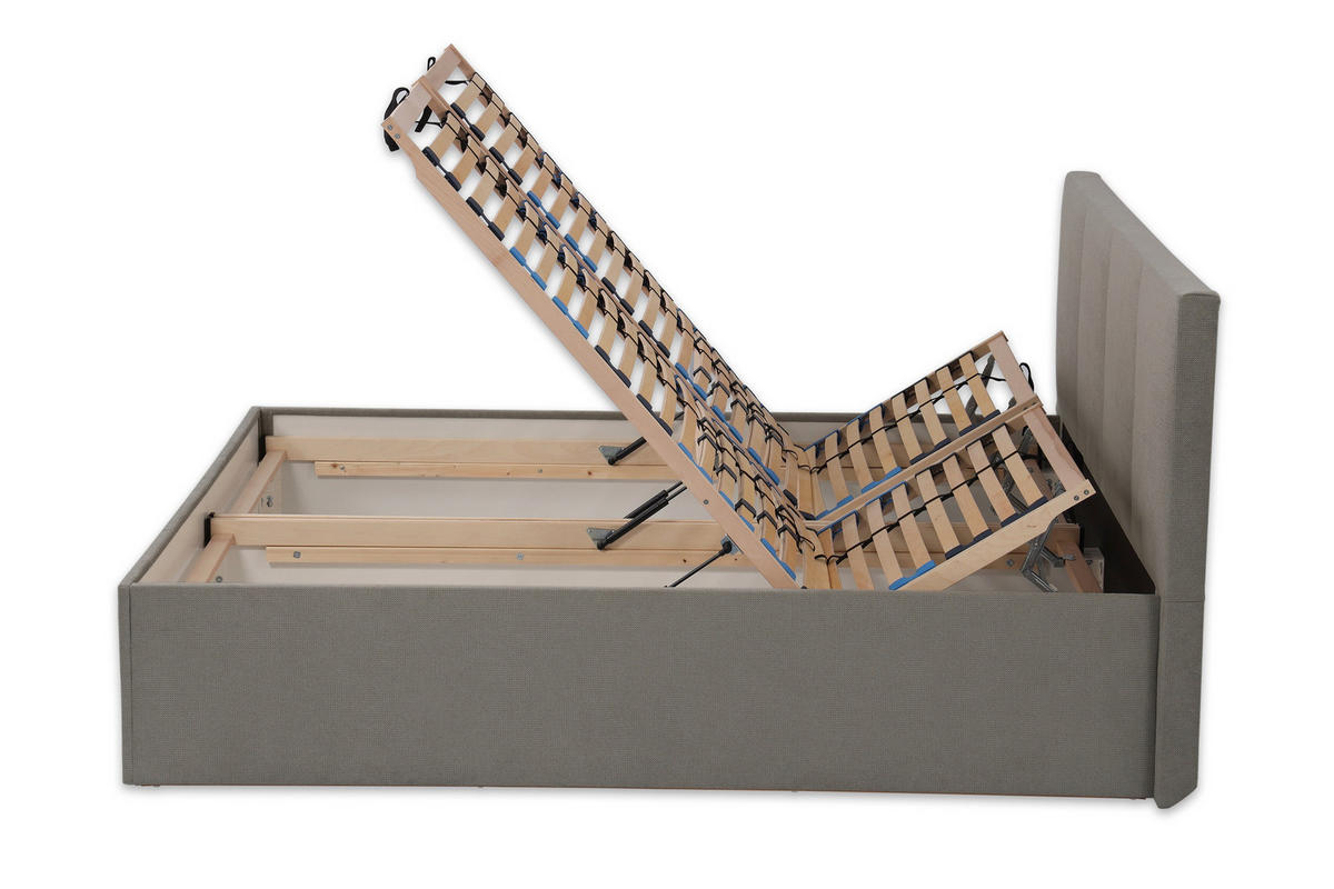 POLSTERBETT Dalas Granitgrau 200 x 200 x 40 cm Bettkasten Mit hochwertiger Matratze H2 (bis 100 kg) und Lattenrost - Grau, Holz (200/200cm) - Halmon Schlafkomfort Betten 