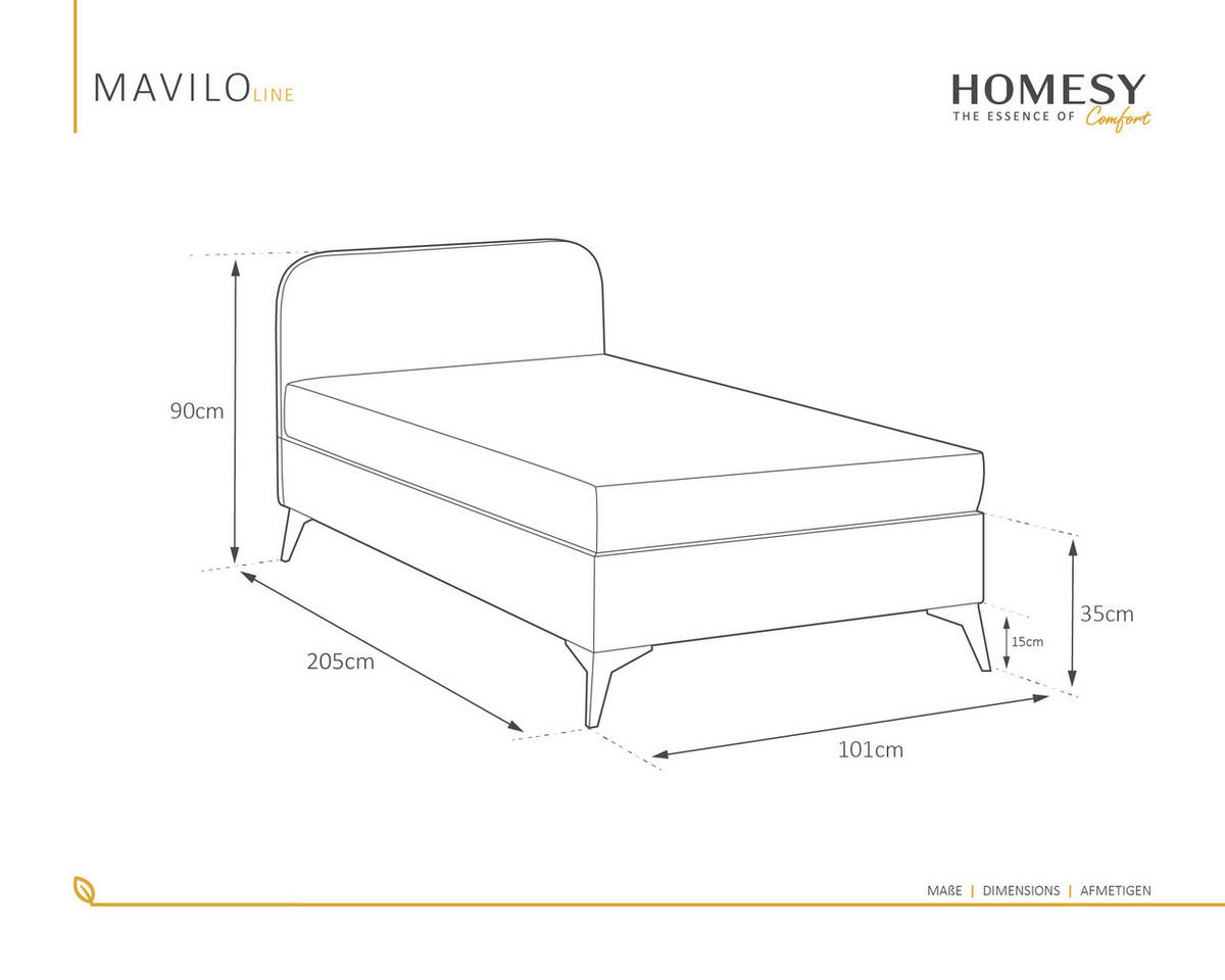 POLSTERBETT Mavilo 100 x 200 cm mit Bettkasten und Lattenrost, Taschenfederkernmatratze 19cm - dunkelgrau - Dunkelgrau, Holz (100/200cm) - Homesy