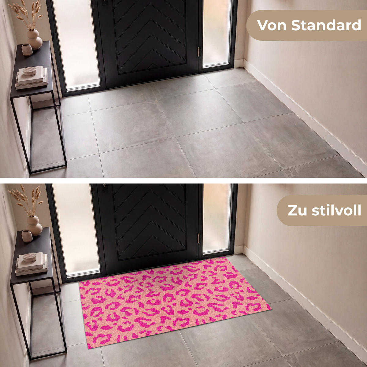 FUSSMATTE Pantherdruck - Rosa - Tierdruck - Minimalistisch Sauberlaufmatte 150x90 cm - Pink, Kunststoff (150/90cm) - MuchoWow