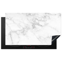 HERDABDECKPLATTE Marmor - Grau - Weiß - Strukturierter Marmor 90x52 cm - Weiß, Kunststoff (90/0.2/52cm) - MuchoWow