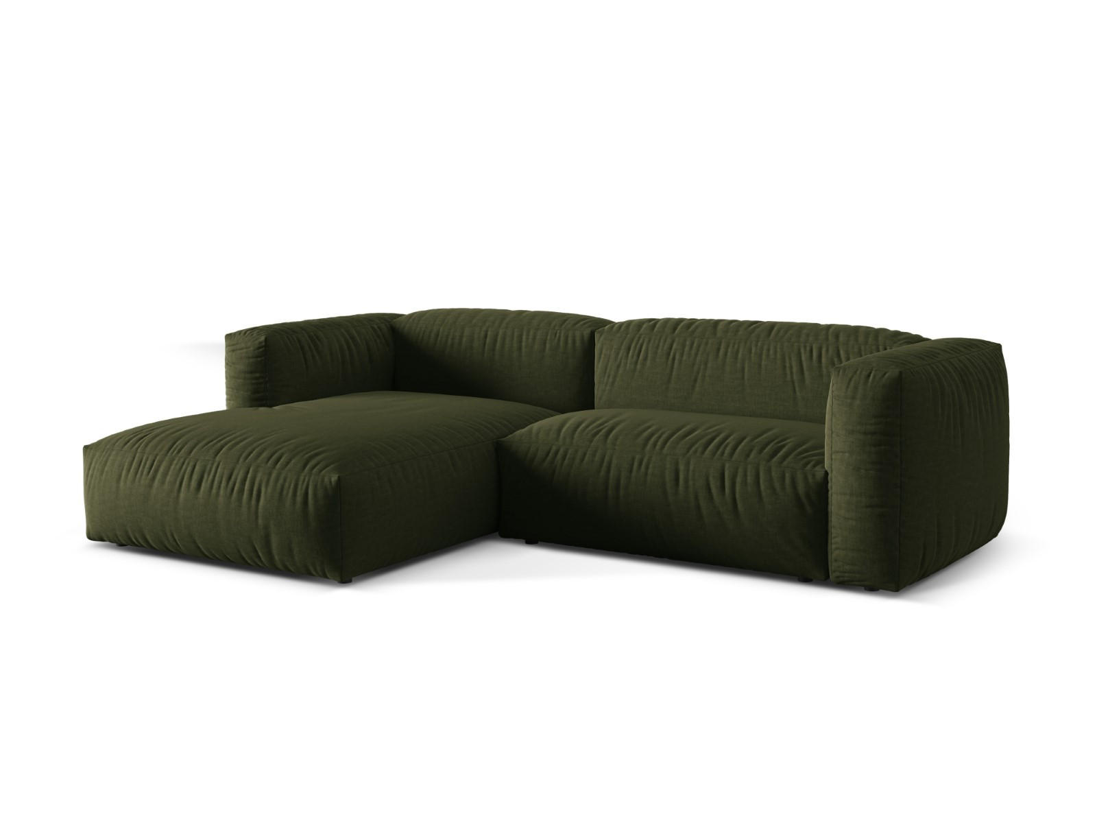 ECKSOFA modular links Martina aus strukturiertem Stoff grün 2 Sitzplätze - Grün, Textil (176/283cm) - Micadoni