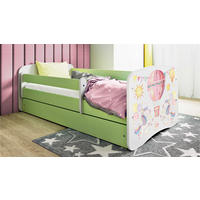 KINDERBETT Ballon 70x140 cm mit Schublade, Rausfallschutz & Lattenrost, Grün - Grün, Holzwerkstoff (70/140cm) - RAUMHIRSCH FURNITURE