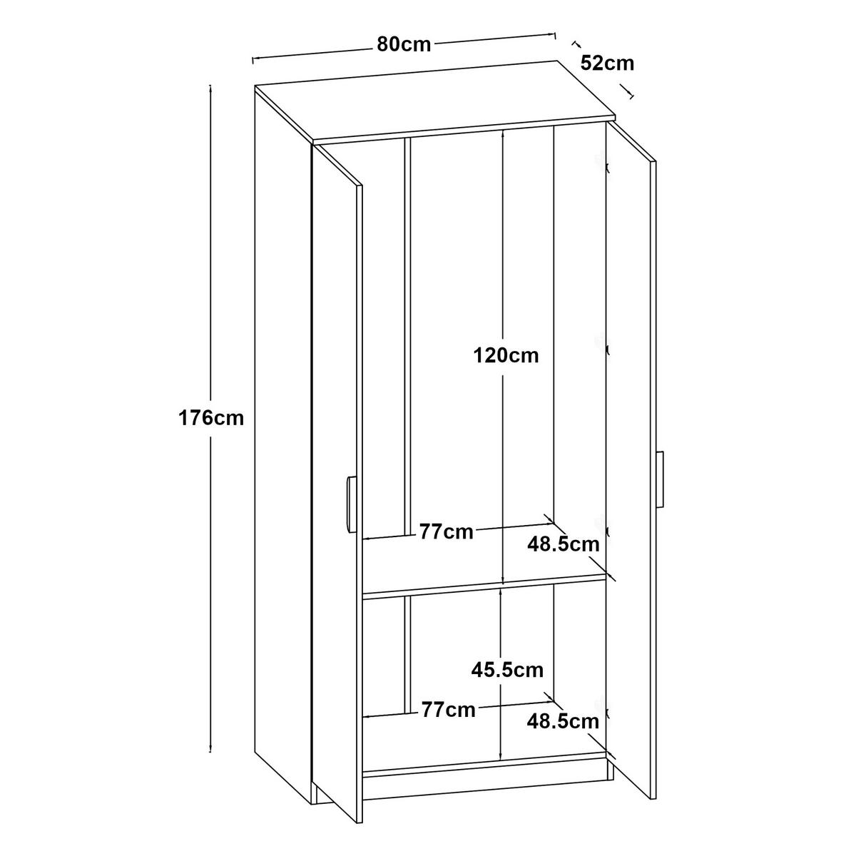 KLEIDERSCHRANK Eiselfing - Weiß, Holzwerkstoff (80/176/52cm) - [en.casa]