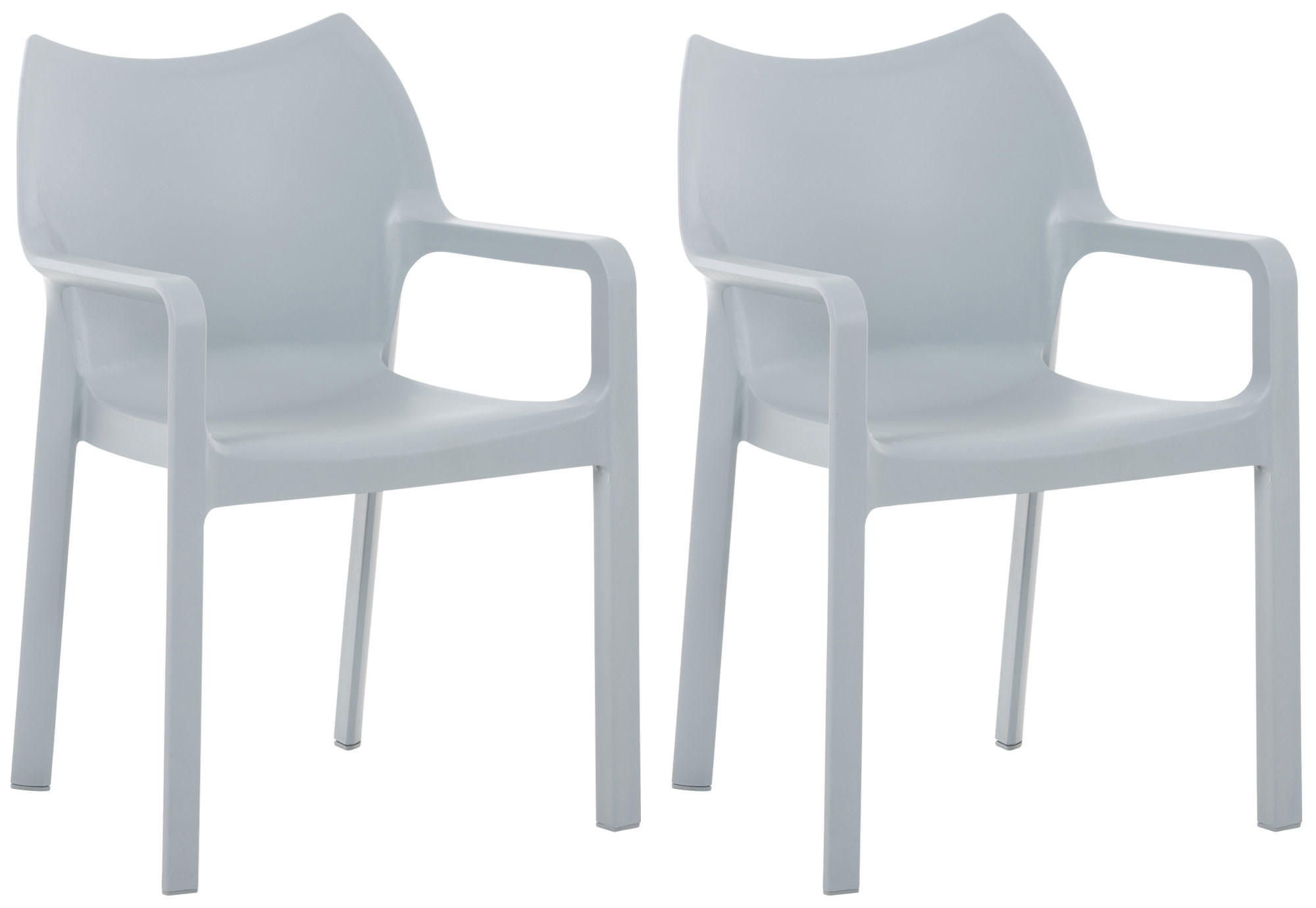 STAPELSTUHL 2er Set Kunststoff hellgrau - Hellgrau, Kunststoff (57/84/53cm) - CLP