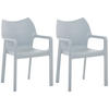 STAPELSTUHL 2er Set Kunststoff hellgrau - Hellgrau, Kunststoff (57/84/53cm) - CLP