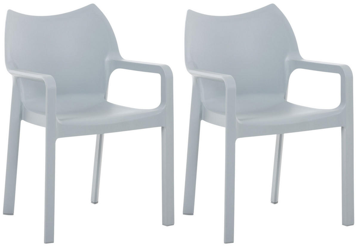 STAPELSTUHL 2er Set Kunststoff hellgrau - Hellgrau, Kunststoff (57/84/53cm) - CLP