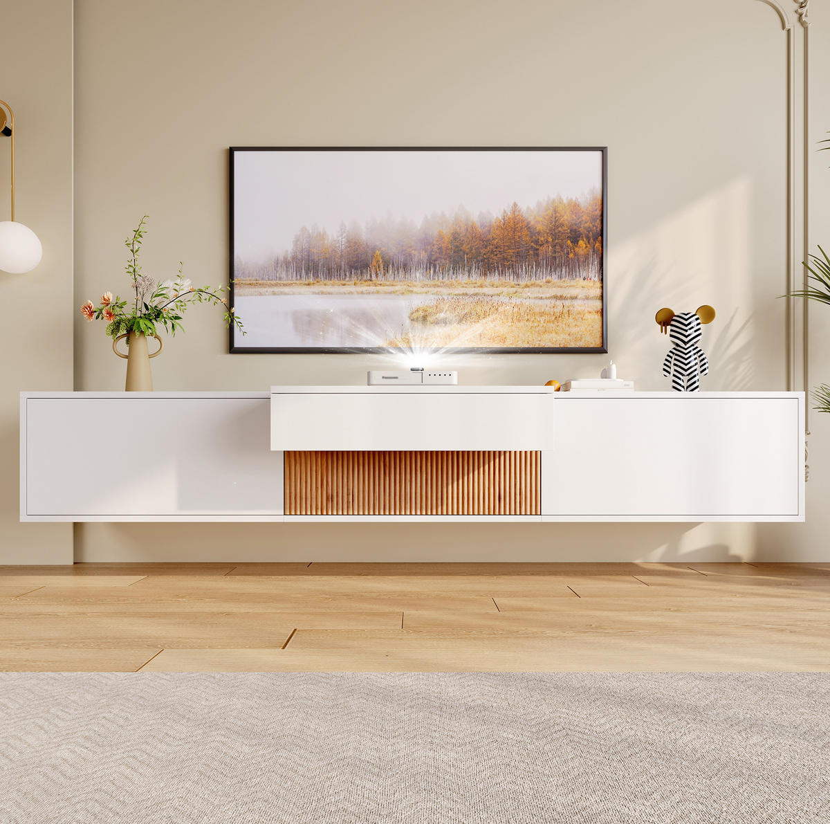 TV-SCHRANK mit Projektorablage 180 x 34 x 30 cm Weiß - Weiß, Holzwerkstoff (34/30/180cm) - Beauniv