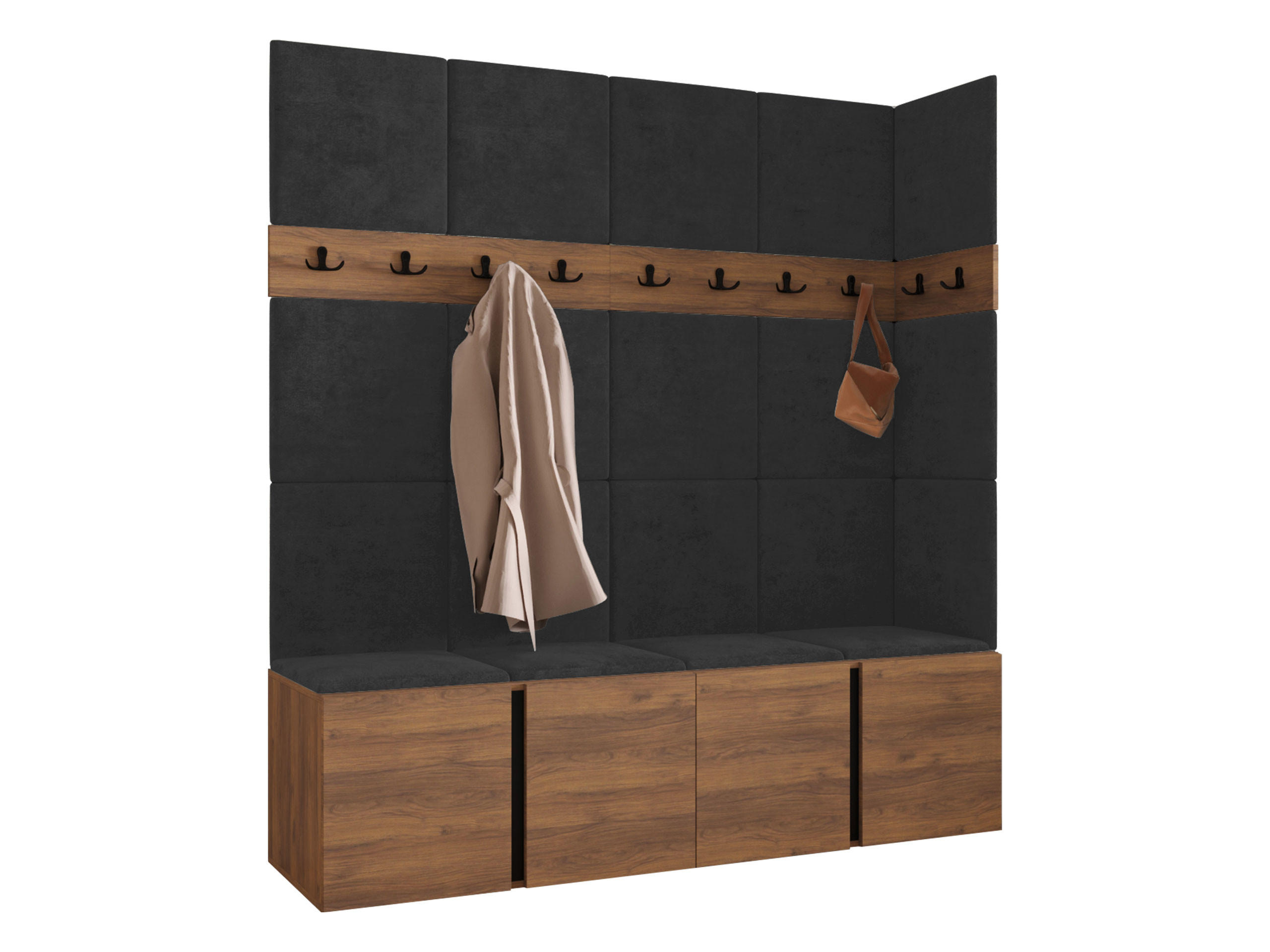 Mirjan24 Garderoben-Set Nussbaum, Anthrazit 168x186x46 cm