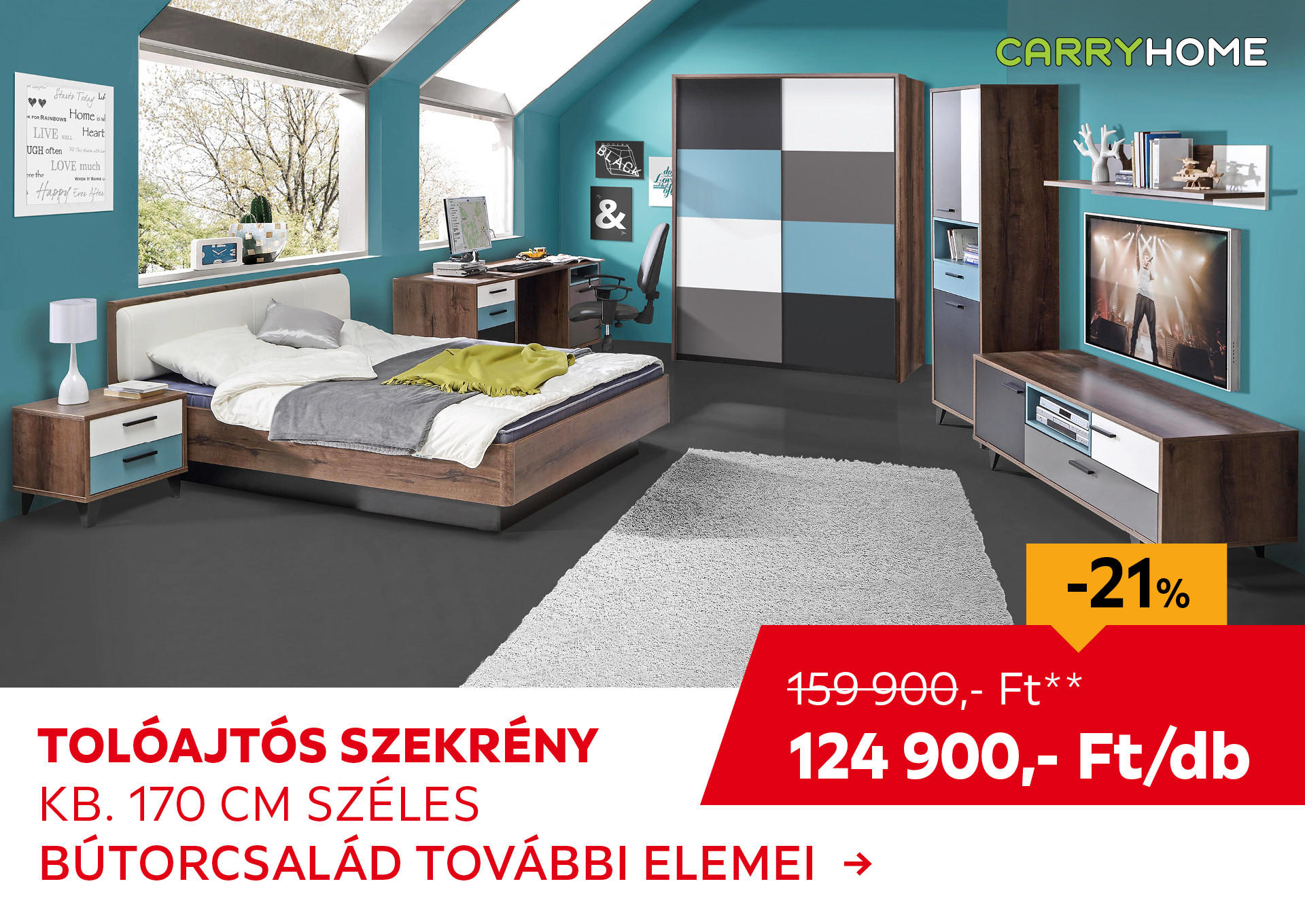 TOLÓAJTÓS SZEKRÉNY kb. 170 CM SZÉLES Kiemelt termék 159900 Ft.- helyett 124900 Ft.-