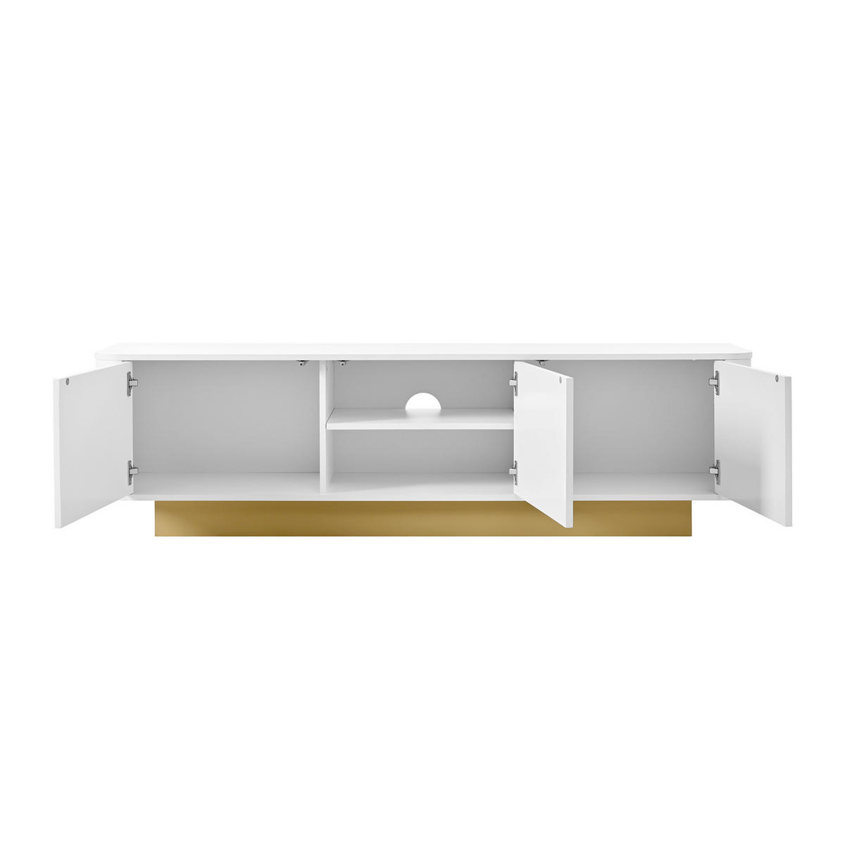 TV ormarić 170/40,5/47 cm bijeli od MDF-a i iverice s 3 vrata i vođenjem kabela - bijela, drvni materijal (170/47/40.5cm) - OKWISH