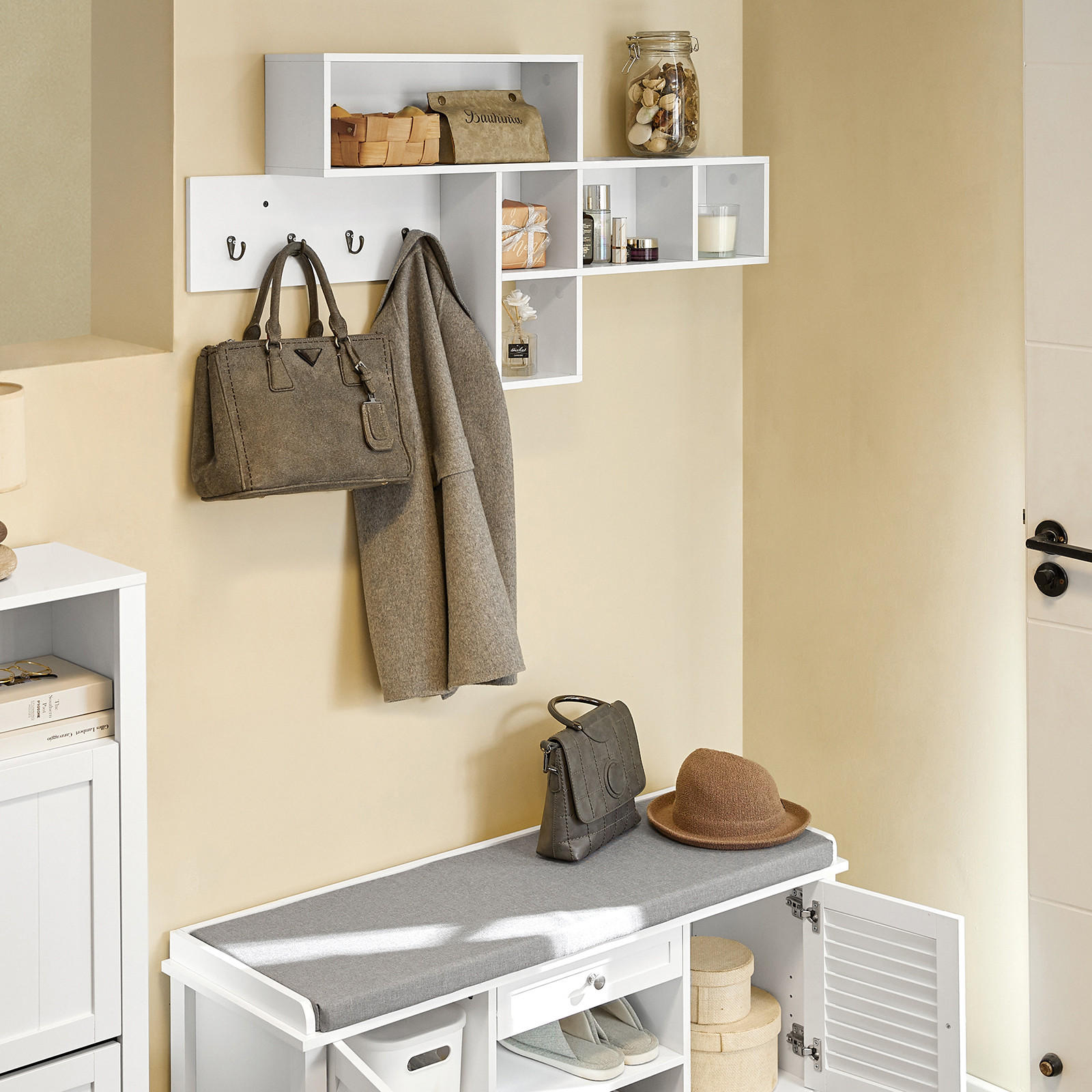 WANDGARDEROBE Weiß - Weiß, Holzwerkstoff (110/53/15cm) - SoBuy