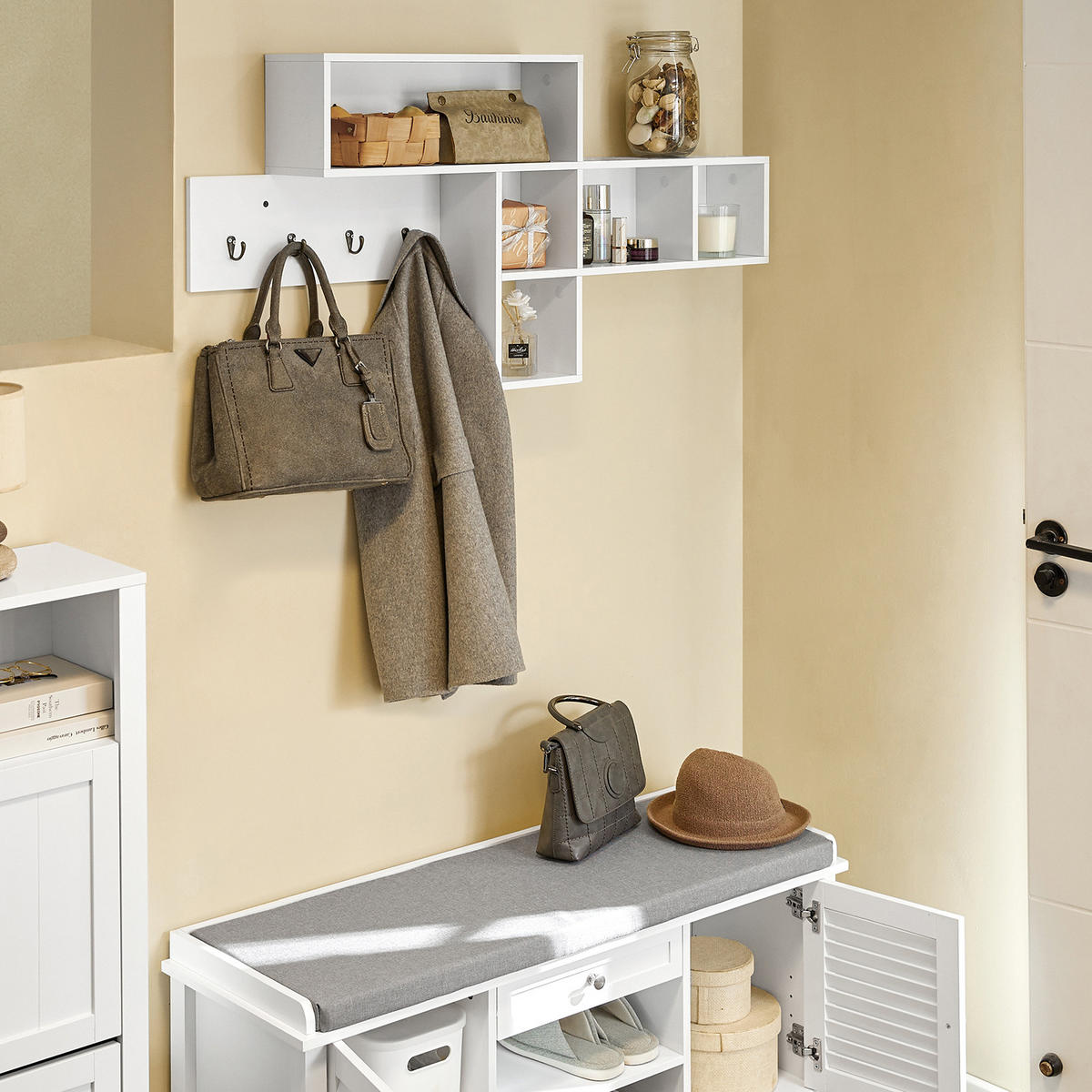 WANDGARDEROBE Weiß - Weiß, Holzwerkstoff (110/53/15cm) - SoBuy