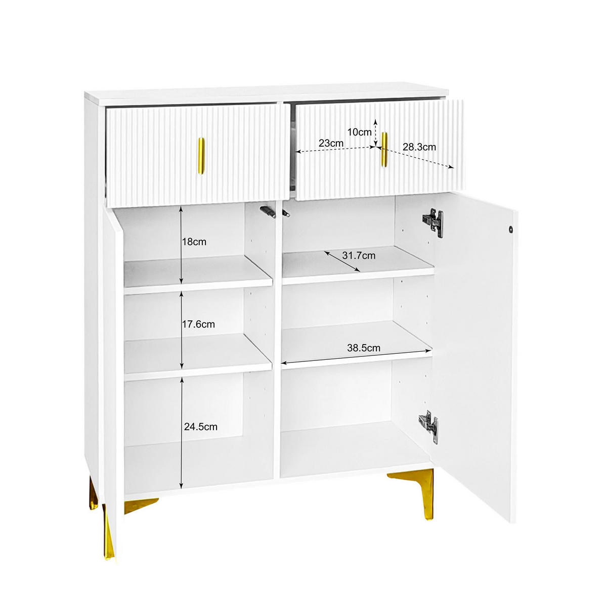 KOMMODE aus Spanplatte 83x35x101cm in Weiß mit 2 Schubladen - Weiß, Holzwerkstoff (83/101/35cm) - Modfu
