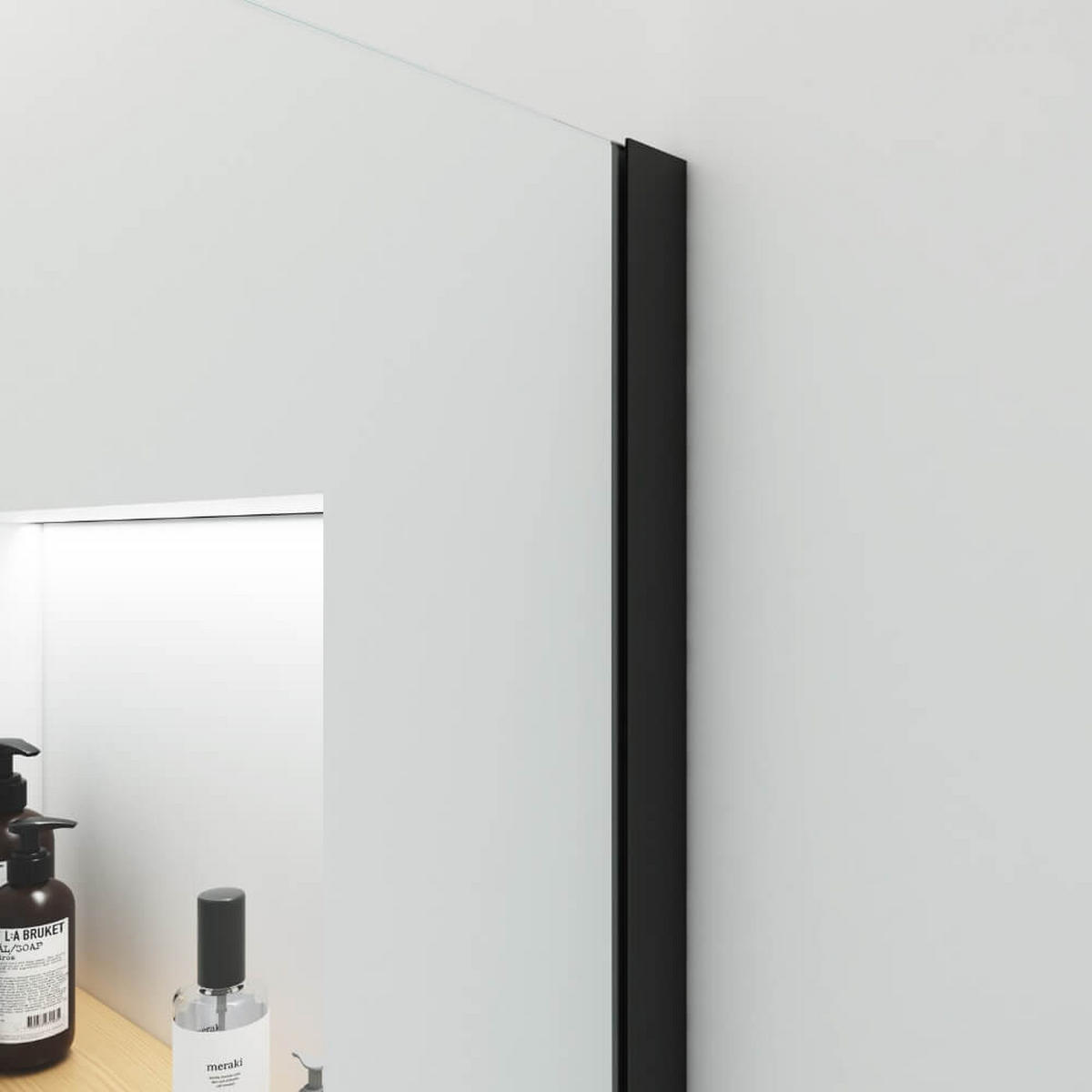 DUSCHABTRENNUNG BAKI - 100 x 200 cm - Transparent/Schwarz, Glas/Metall (100/200/1cm) - Home Deluxe