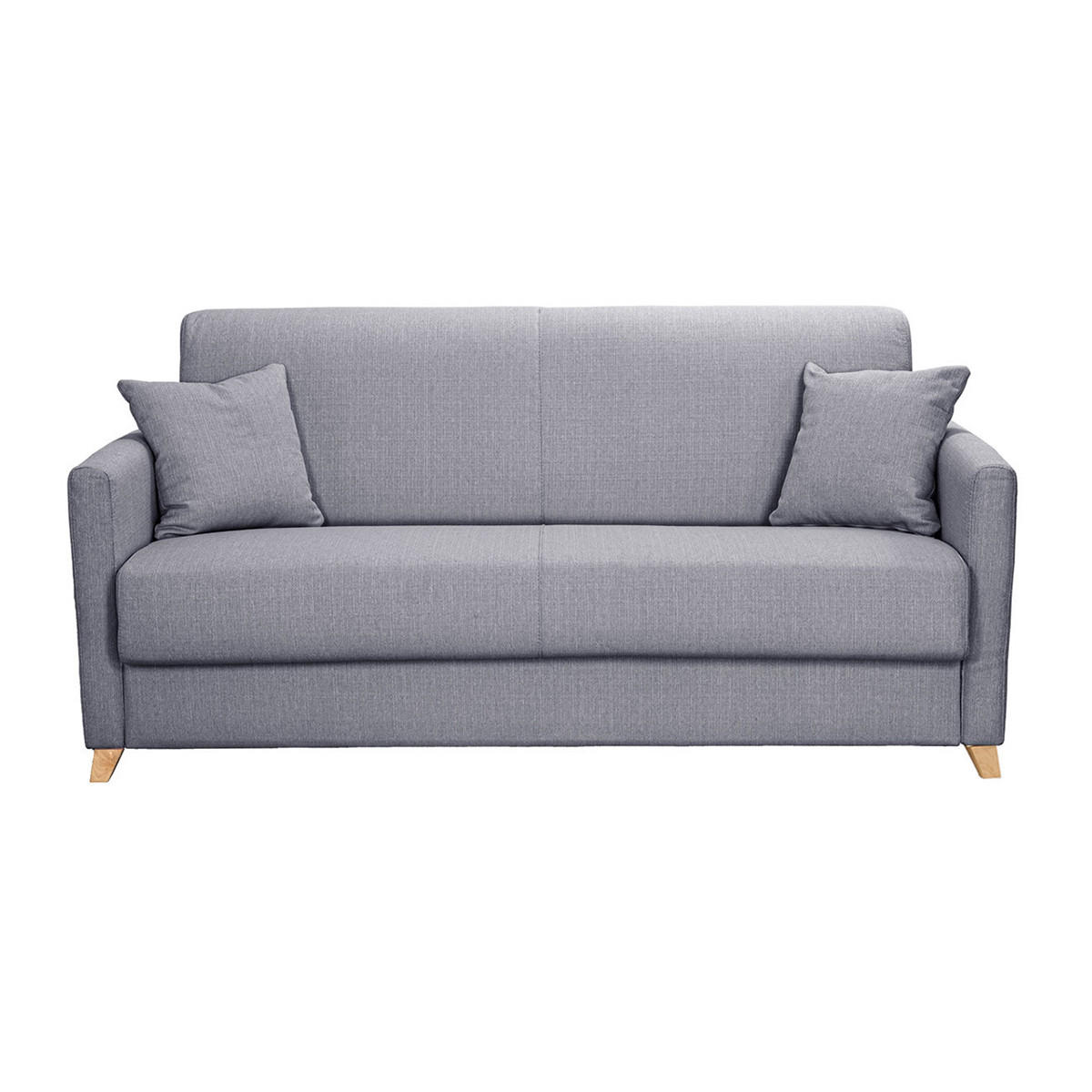 SCHLAFSOFA 3-Sitzer Skandinavisch Hellgrau Matratze 18 cm SKANDY - Hellgrau, Textil (99/92/176cm) - Miliboo