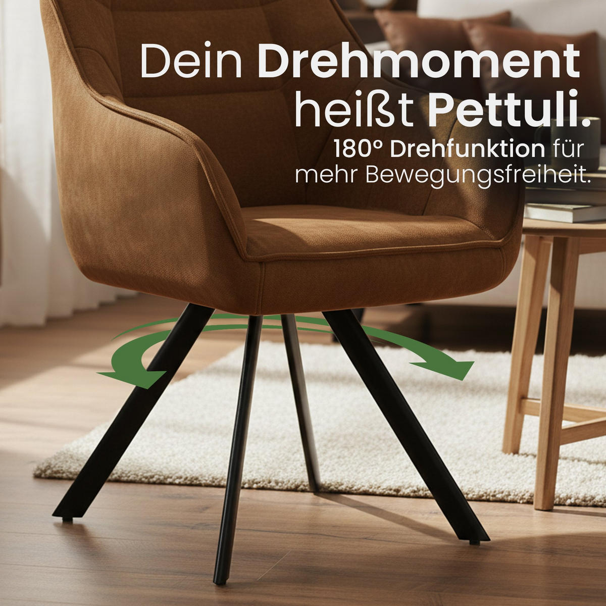 ESSZIMMERSTUHL Lederlook Hellbraun - Hellbraun/Schwarz, Textil/Metall (57/89/64cm) - CLP