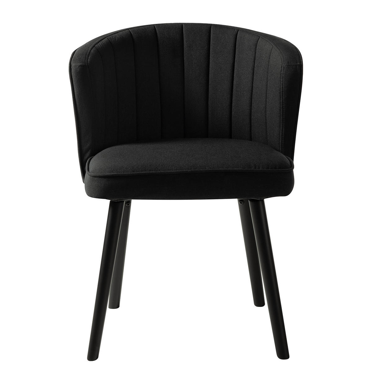 POLSTERSTUHL - Webstoff / Buche massiv - Schwarz, Holz/Textil (59/75/59cm) - home24