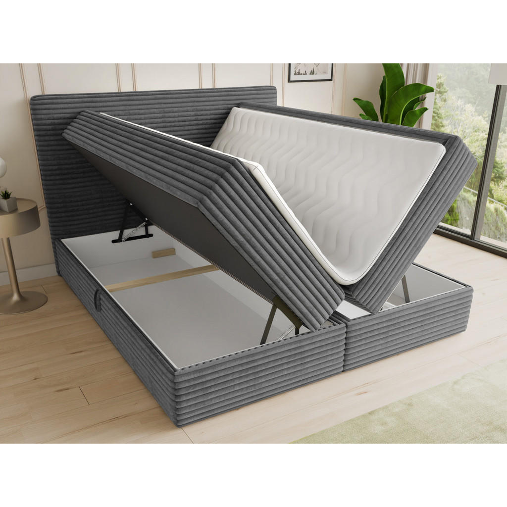 Thumbnail - Sofnet Boxbett, Dunkelgrau, Textil, H3, Rechteckig, 140x200 cm, Schlafzimmer, Betten, Boxspringbetten