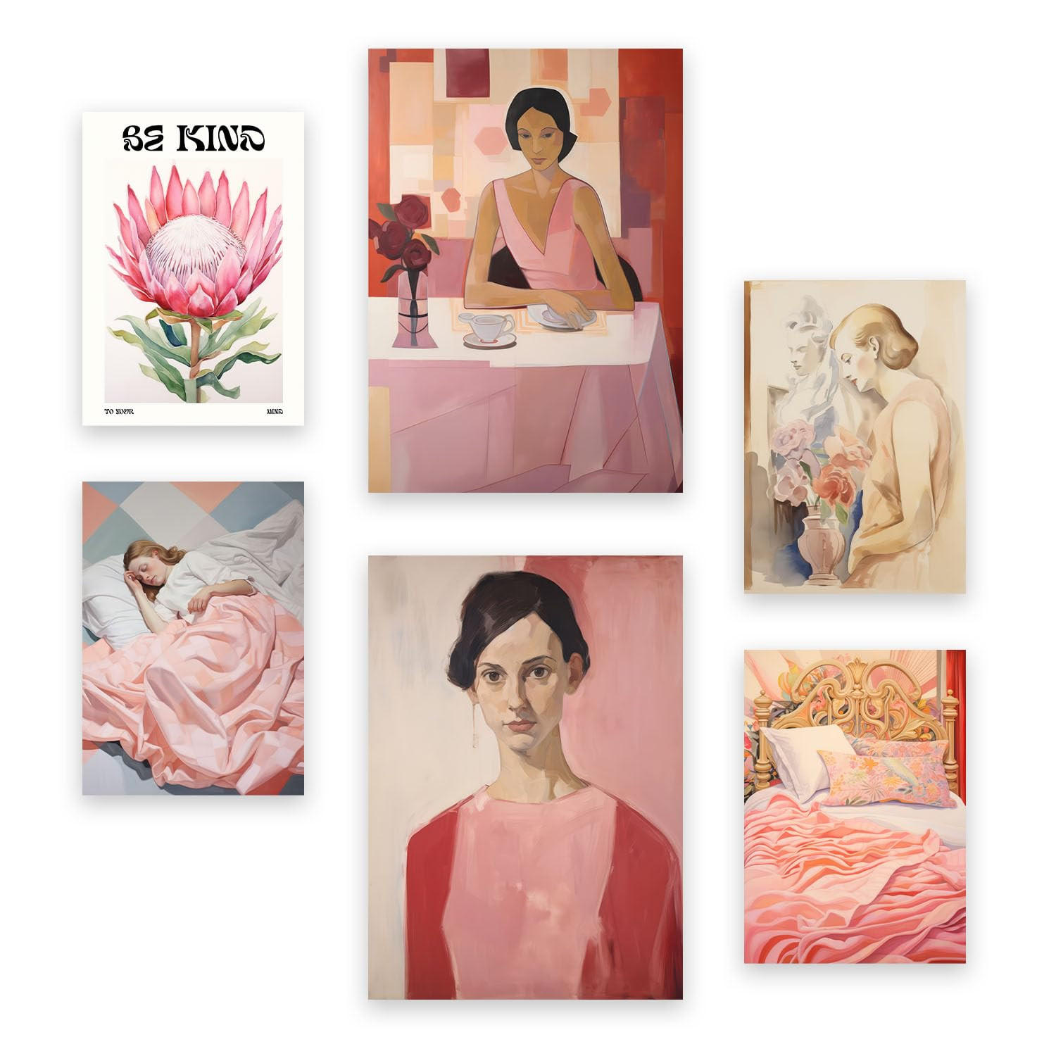 POSTER Set Mit 6 Romantische Rose In Vielseitiger Stil A3 & A4 Rahmenlos - Klar, Papier (29/3cm) - Nacnic