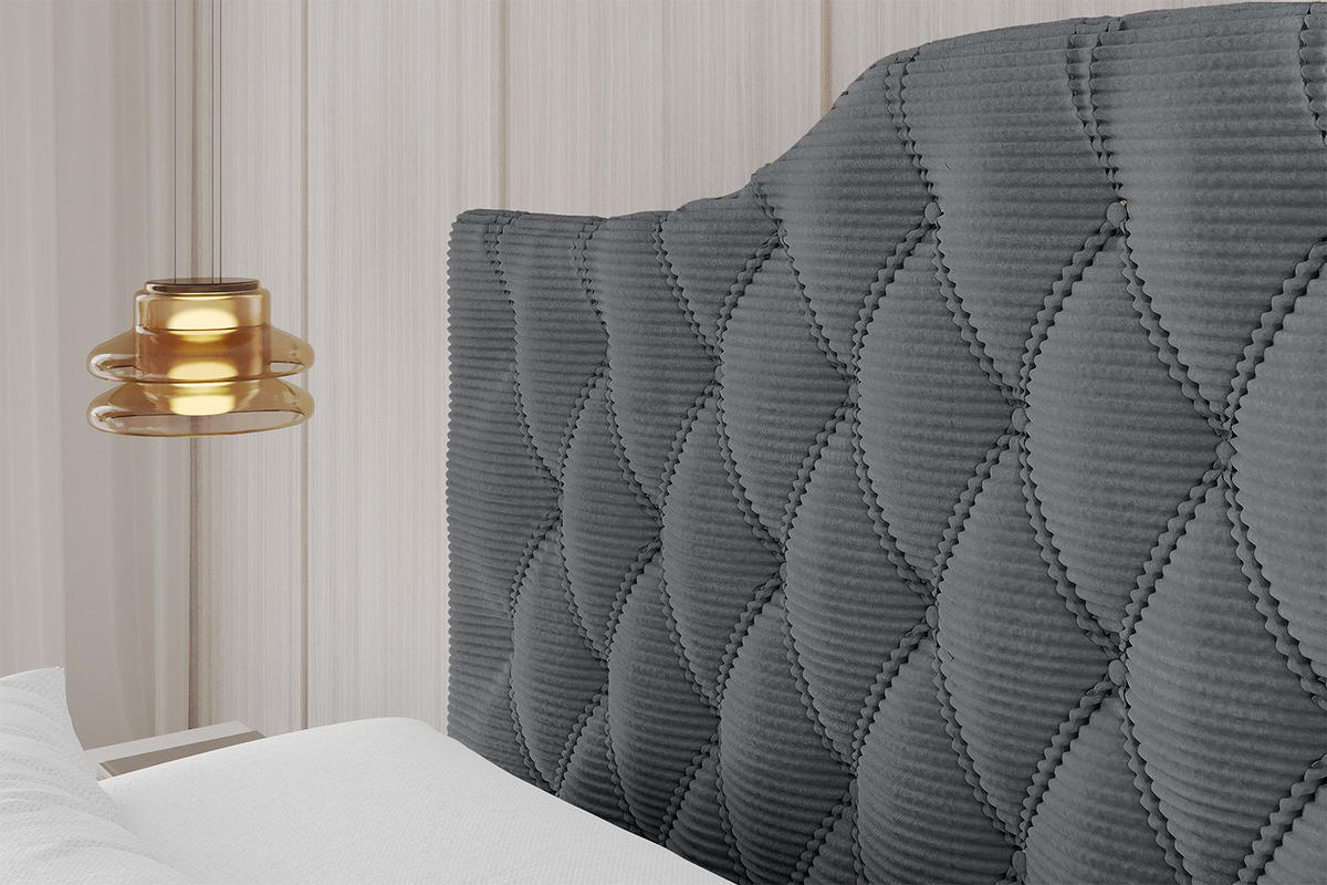 POLSTERBETT mit Bettkasten und Lattenrost, Boxbett ohne Matratze - FALIO 180x200 Dunkelgrau - Anthrazit, Holzwerkstoff/Textil (180/200cm) - ALTDECOR