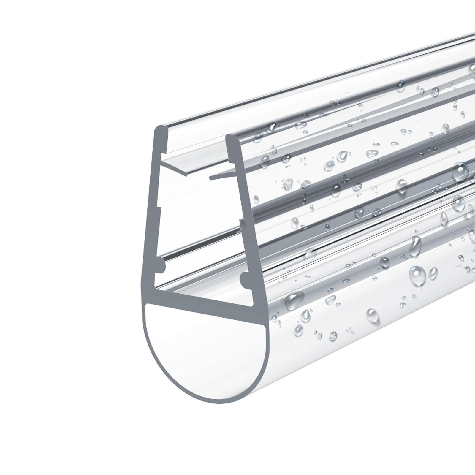 WASSERABWEISPROFIL Geeignet für 4–6 mm Sicherheitsglas 80 cm - Transparent, Kunststoff (0.6/1.8/80.3cm) - EMKE