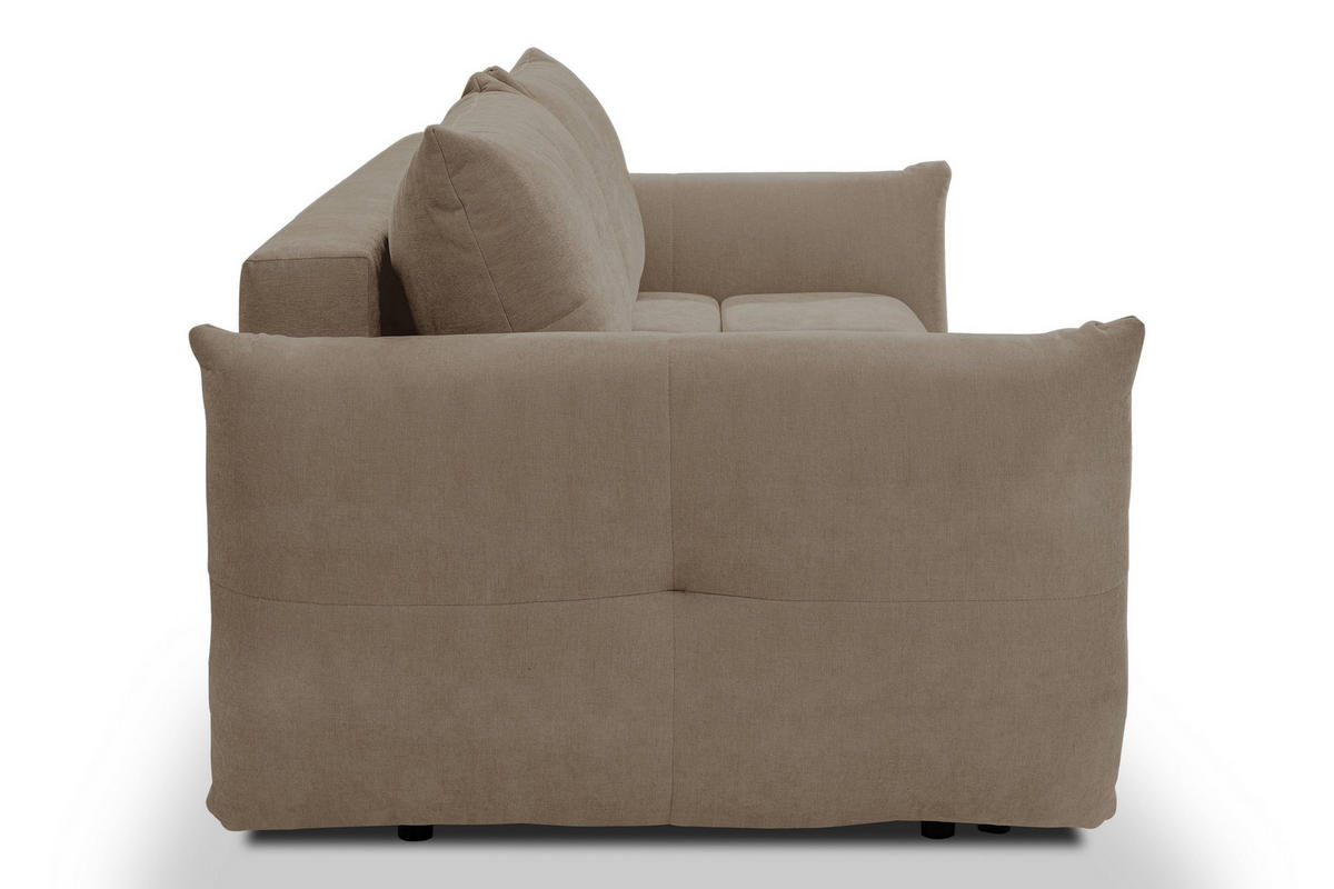 BETTSOFA MODA Beige Chenille-Stoff mit Schlaffunktion - Beige, Holz (245/86/110cm) - MASSENO