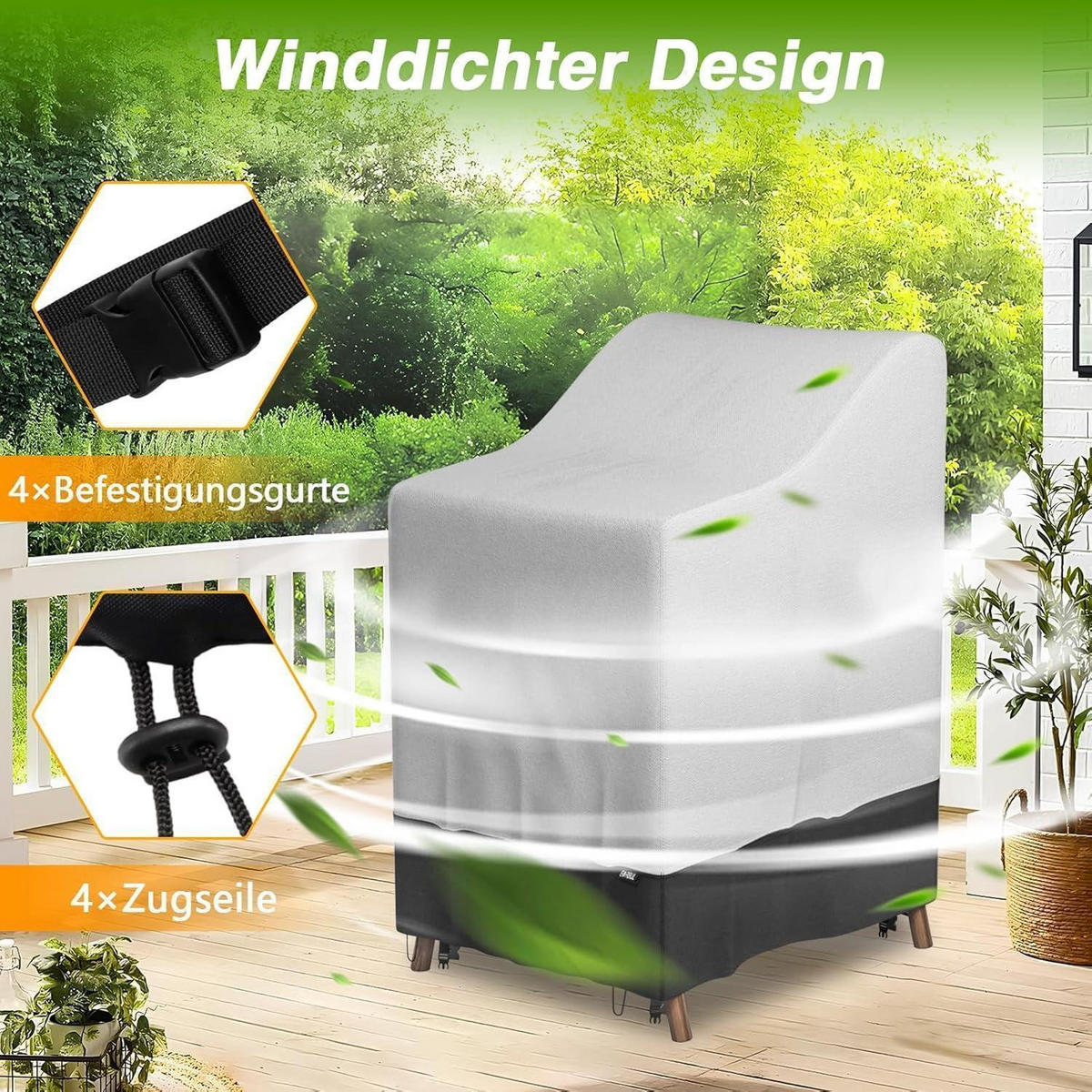 GARTENSTUHLABDECKUNG stapelbar 420D Robust 92 x 71 x 120 cm - Multicolor, Textil (92/71/120cm)