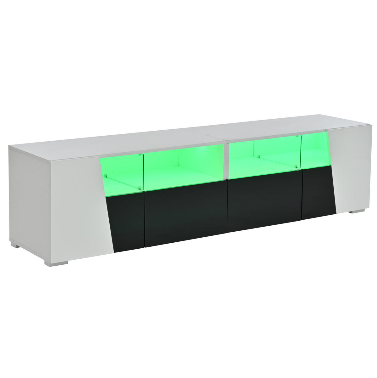 TV-ELEMENT mit LED 180 x 38,5 x 45 cm Hochglanz Schwarz/Weiß - Weiß, Glas (38.5/45/180cm) - Beauniv