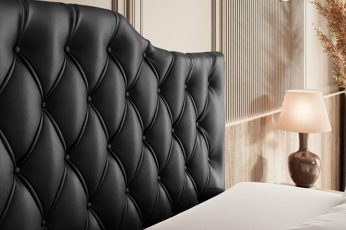 BOXBETT mit Matratze H3 und Lattenrost - VILA-1 - 120x200 cm Schwarz Hochglanz - Schwarz Hochglanz, Holzwerkstoff (120/200cm) - ALTDECOR