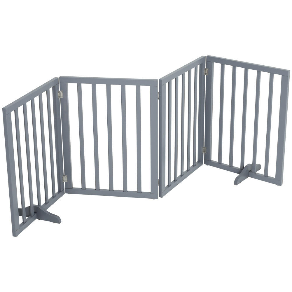 SCHUTZGITTER 4-Paneele Faltbar Freistehend MDF Grau - Grau, Holzwerkstoff (183.5/1.8cm) - Livingandhome