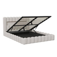 POLSTERBETT 140 x 200 cm, Bubble-Stil LED USB Stauraum beige - Beige, Holz (180/200cm)