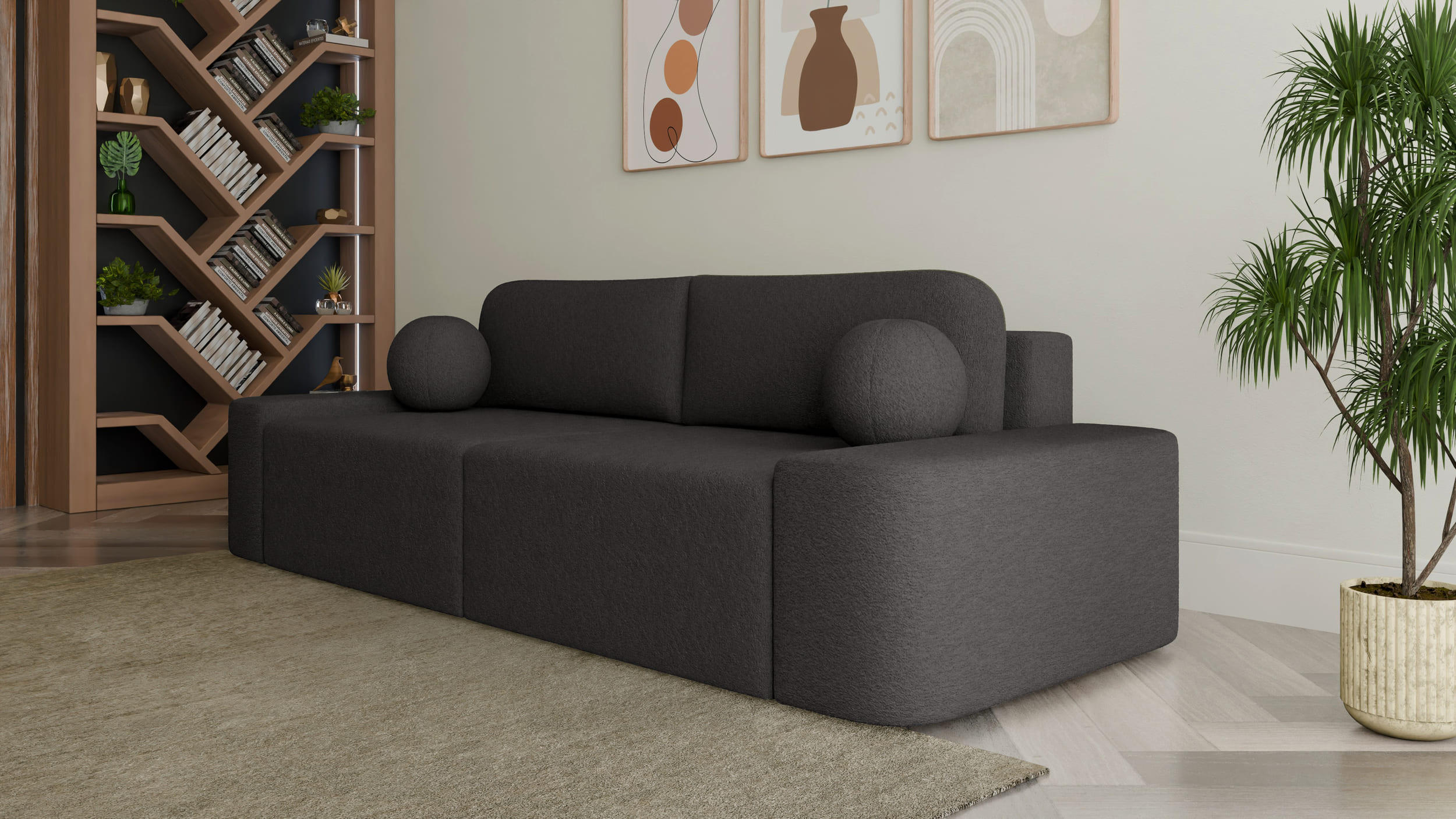 SOFA Lisbon - Schwarz (Arena 19) - Schwarz, Holzwerkstoff (268/85/110cm)