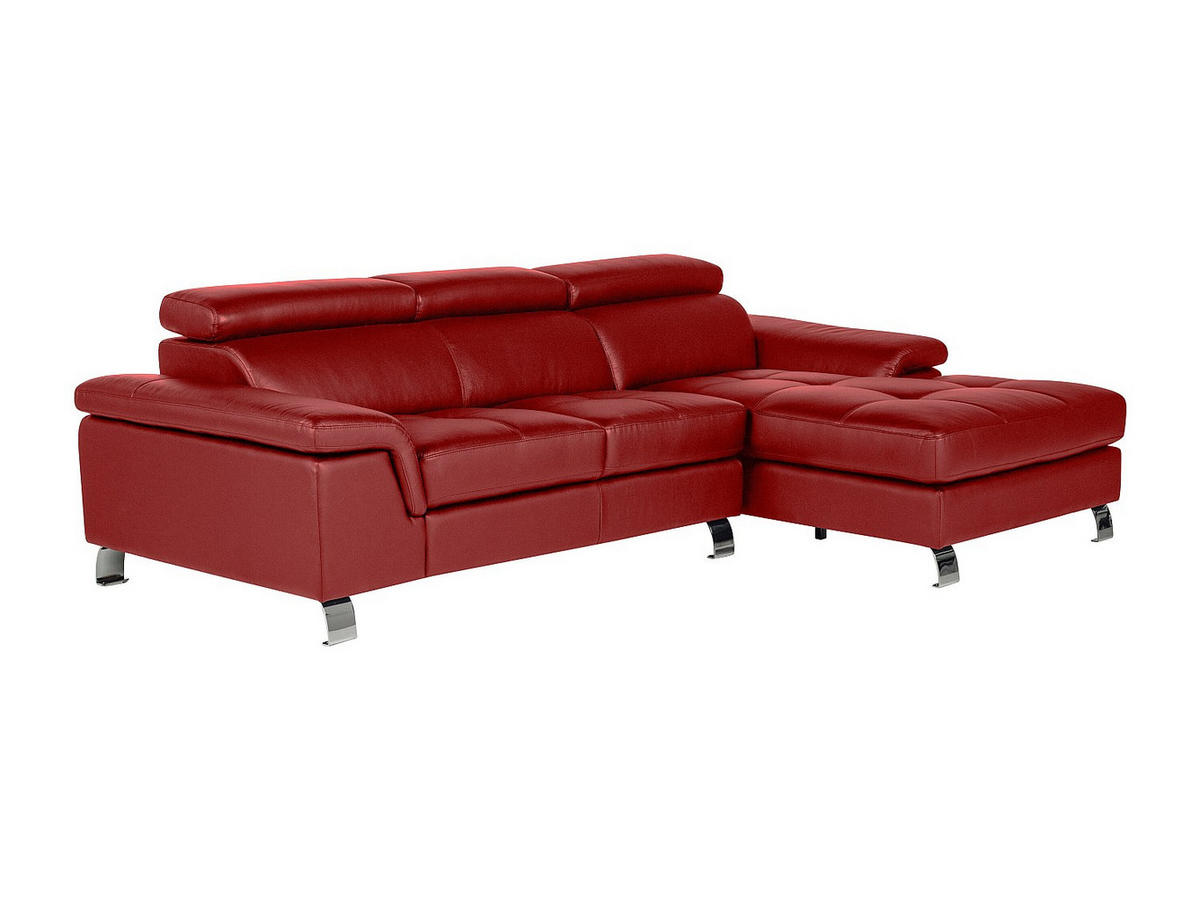 SOFA - 4 Personen - leder - rot Mishima - Rot, Leder (260/79/167cm) - Vente-Unique