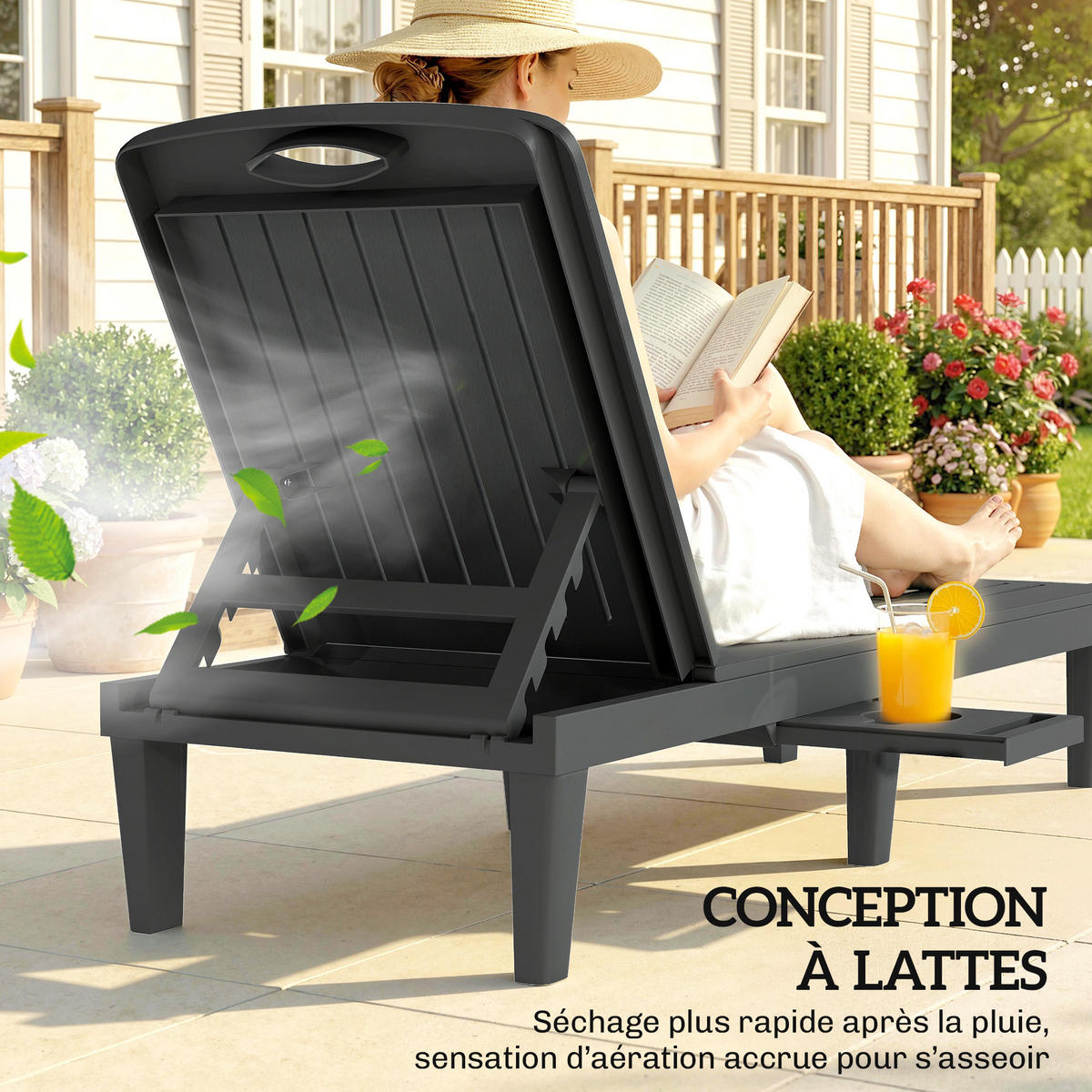 SONNENLIEGE DE-15692 2er-Set mit Seitentisch Grau - Grau, Kunststoff (57/28.5/192cm) - ComfortXL
