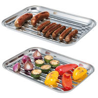 GRILLSCHALE 2er-Set, silber, Edelstahl - Edelstahlfarben, Metall (24.5/2.5/35cm) - bremermann