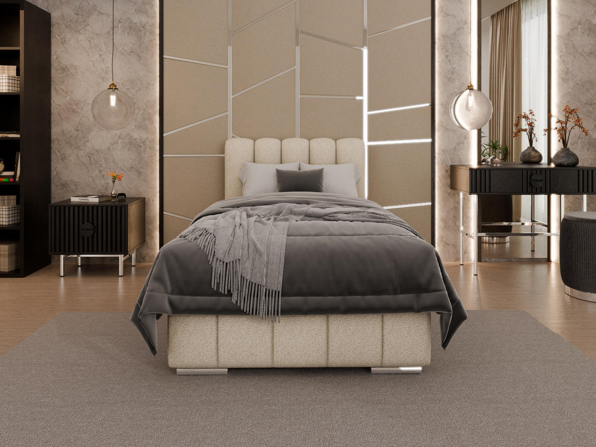 POLSTERBETT Zaira 90x200cm – Elegantes Polsterbett für modernen Wohnstil , ohne matratze, beige - Beige, Holz (90/200cm) - Panda Möbel